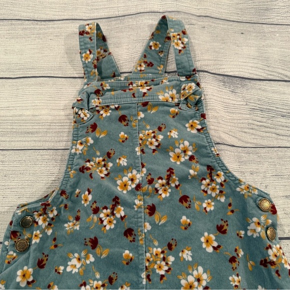 Tahari Kids Overalls dress in green corduroy with Floral Print/size 6 - Picture 2 of 7